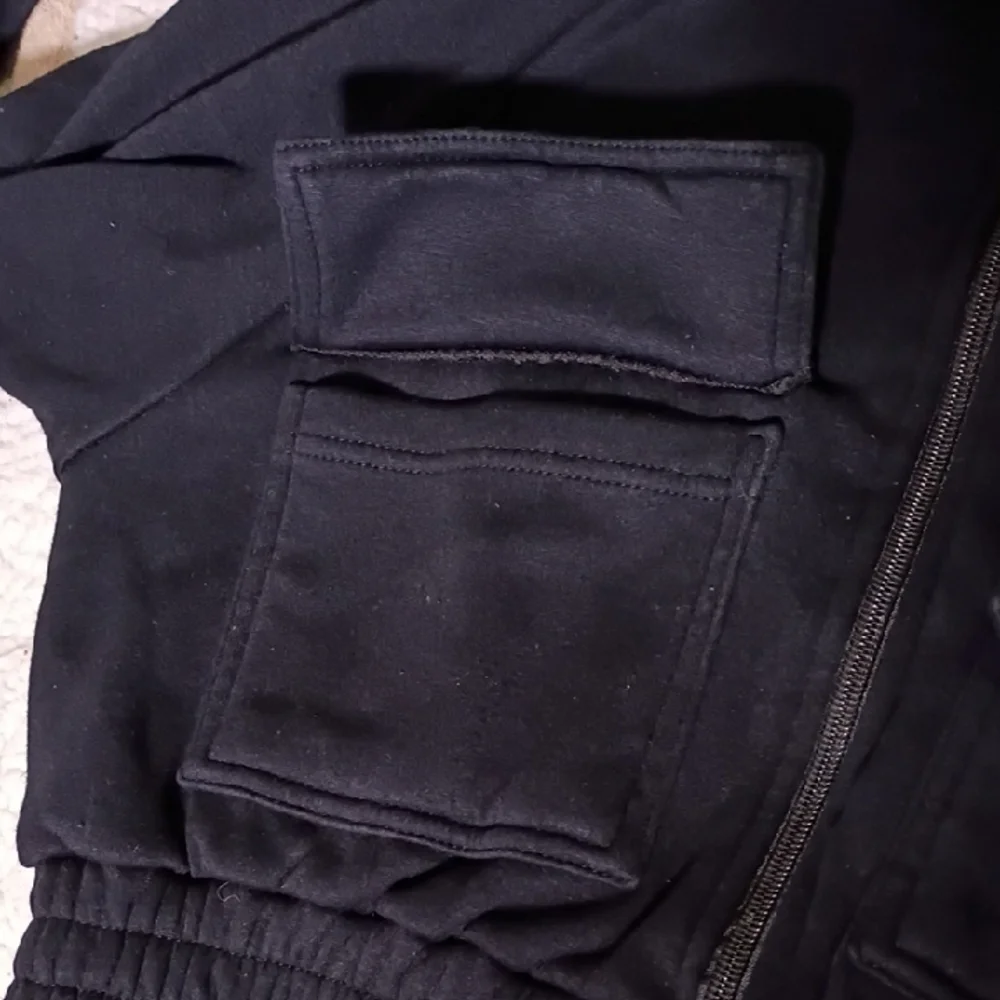 Black Cropped Jacket with With A Heart Sticker‎ Size S